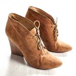 MATT BERNSON Mesa suede lace-up oxford wedge heeled boots size 10